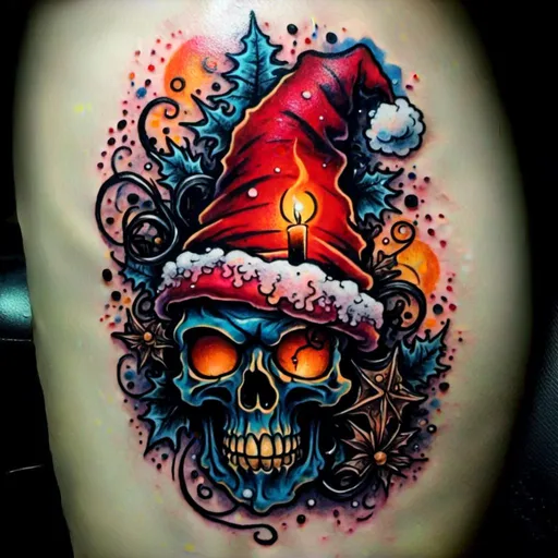 Prompt: <mymodel> Christmas theme graffiti in the style of a new age tattoo 