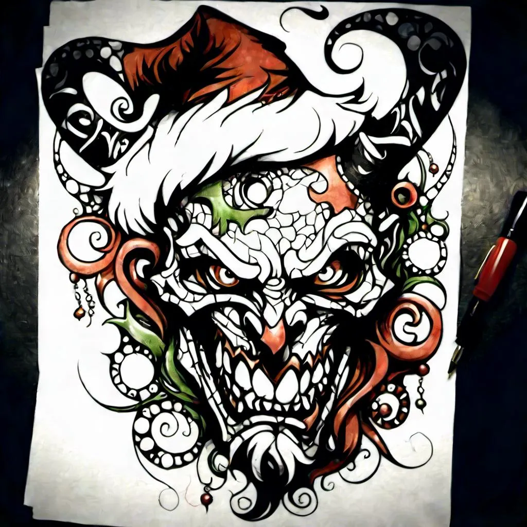 Prompt: <mymodel> christmas theme graffiti in the style of a new age tattoo 