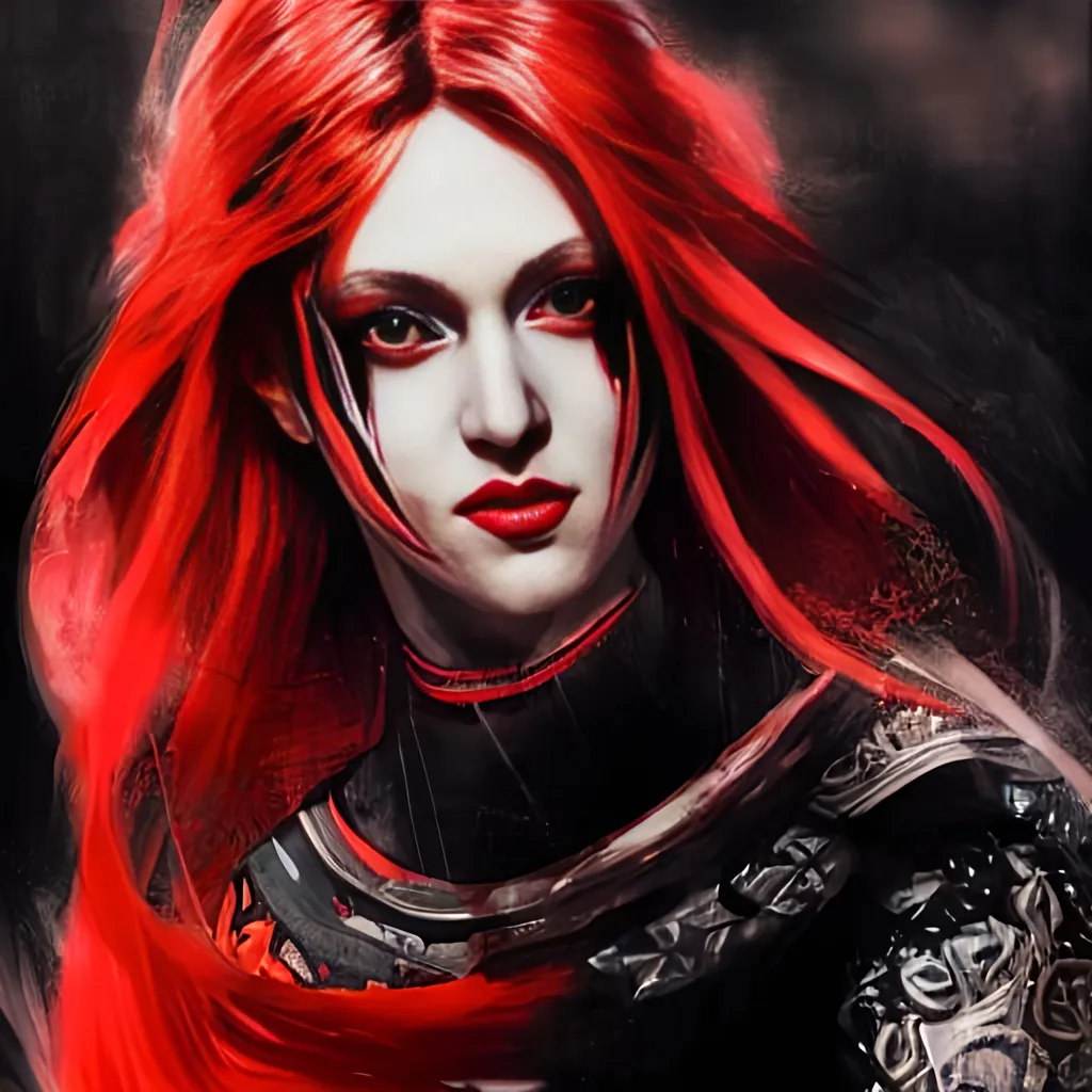 Prompt: Portrait of {the Godess of Death} with {electric red and black} hair and with cute face, {battlefield of slain warriors}, perfect composition, hyperrealistic, super detailed, 8k, high quality, trending art, trending on artstation, sharp focus, studio photo, intricate details, highly detailed, by greg rutkowski