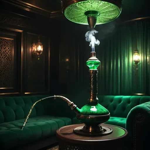 Prompt: a background black and green hookah