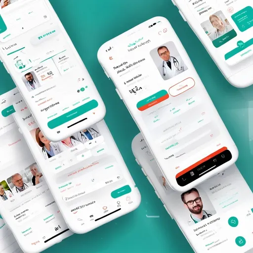 Prompt: Frontend mobile app ui for heath Care service with diseases librairie doctors search and booking with very attractive good design freindly and peaceful 