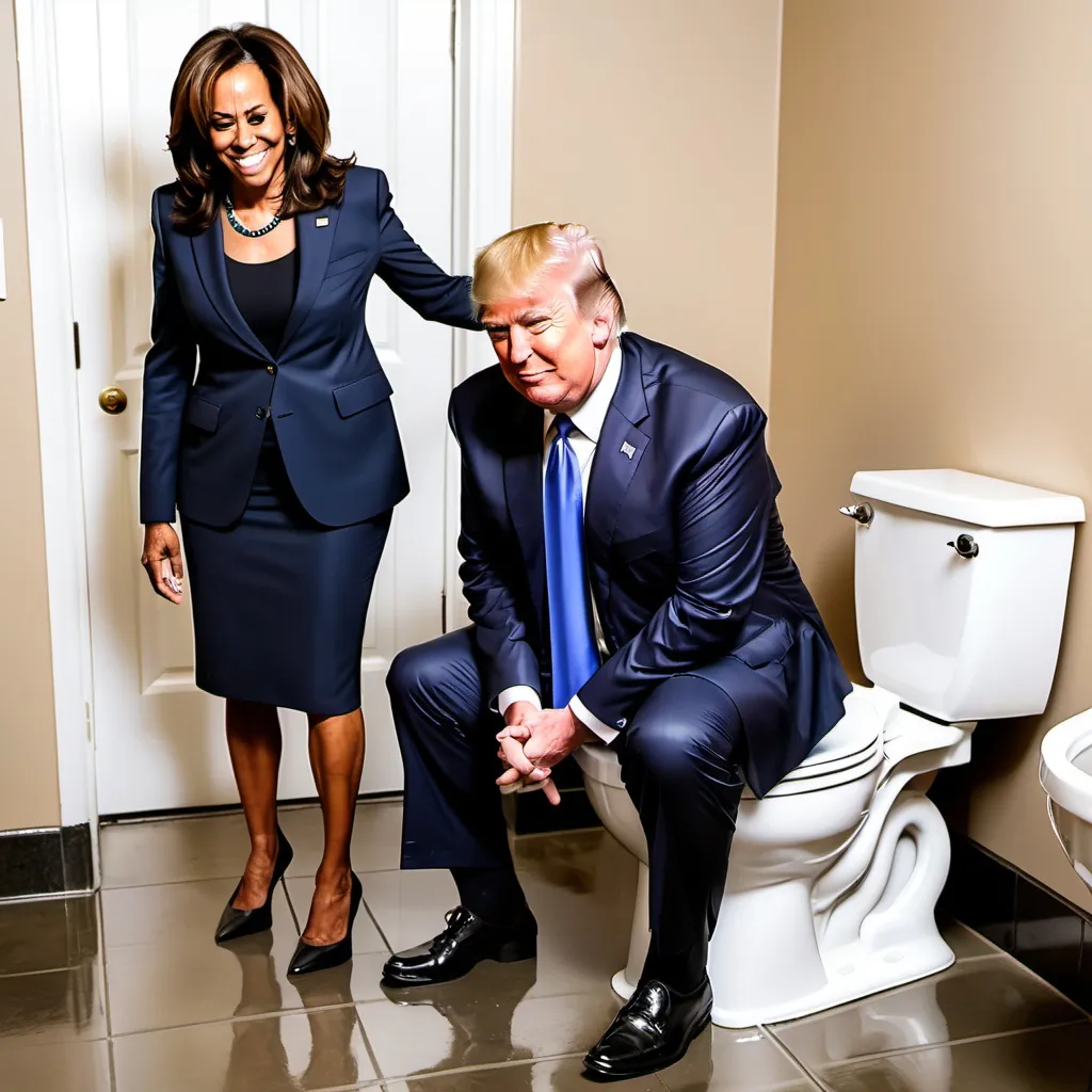 Prompt: trump and kamala pooping