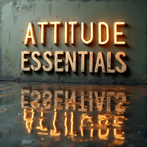 Prompt: Text..."Attitude essentials" with a image which reflects the words