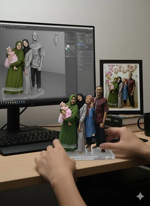 Prompt: Nure two hand gently pick up the figure on the frame and rotate it slightly for inpection.the model in the packaging box remain stationary,while all other background elements stay unchanged.