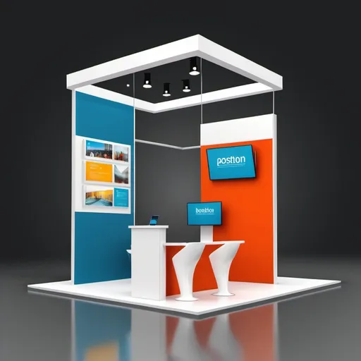 Prompt: vertical vector image of a modern booth in an exposition