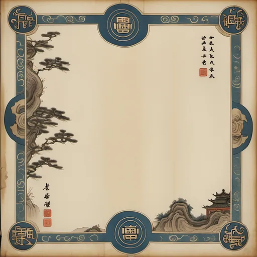 Prompt: Yuan dynasty grimoire page border