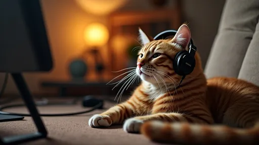 Prompt: cats sitting with headphones on a podcast room having a podcast