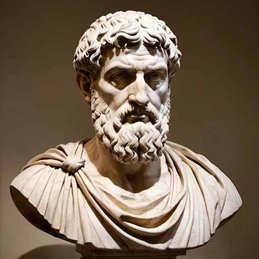 Prompt: Portrait of a stoic greek philosopher