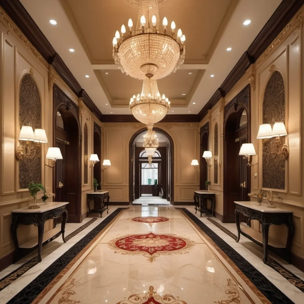 Prompt: Fancy Hotel hallway

