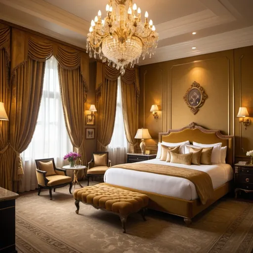 Prompt: Fancy gold hotel room


