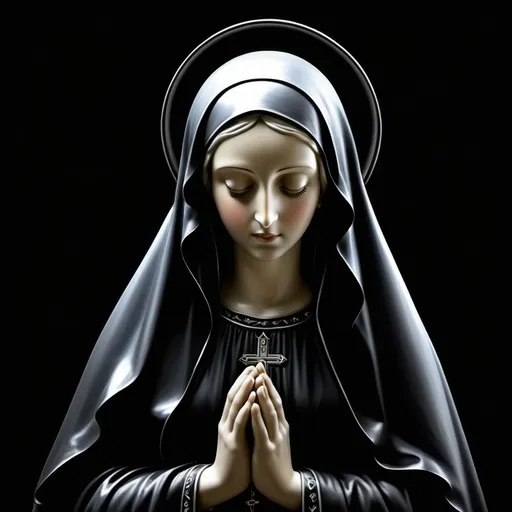 Prompt: the Virgin Mary.The background is pure black.Characters only need to occupy half of the screen.