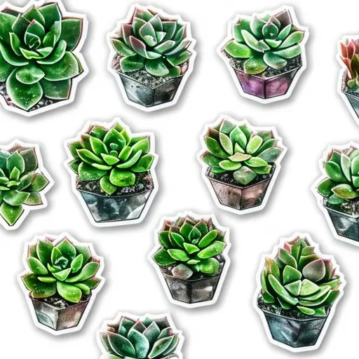 Prompt: Green succulents with crystals sticker