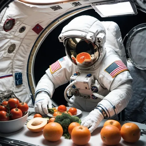 Prompt: astronaut preparing healthy foods
