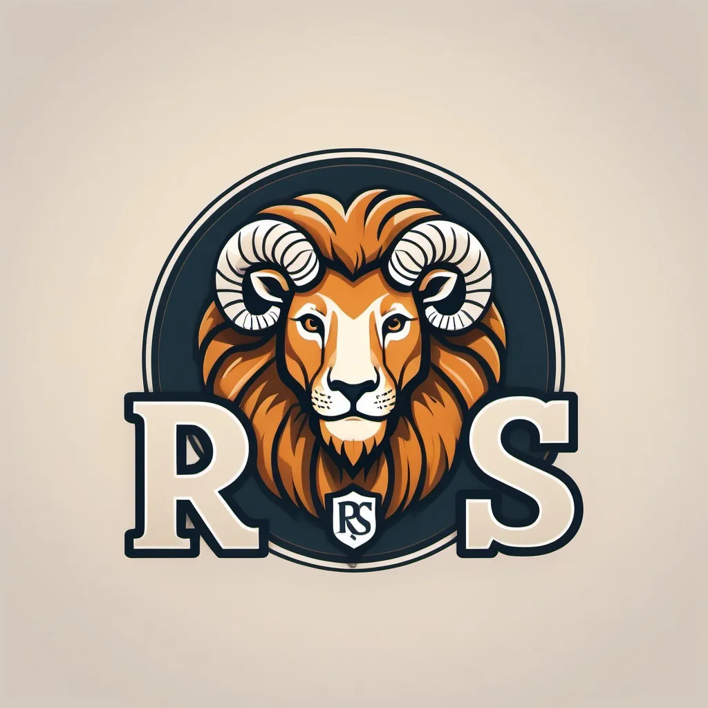 Prompt: A lion and a ram logo with "RS" in initial, clean and cute