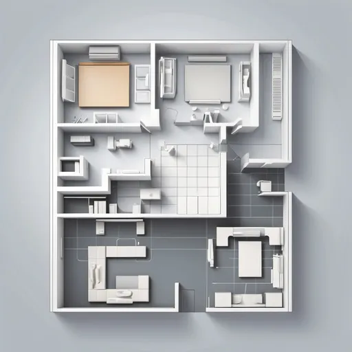 Prompt: Studio laboratory floorplan, 2D vector illustrations, high quality, detailed layout, professional style, minimalistic, precise lines, clean and crisp, organized space, neutral color palette, top-notch, well-crafted, artistic floorplan, spacious layout, accurate representation, high-res, polished, architectural, detailed apartment, clear and precise, professional vector illustration, organized and efficient, minimalistic design with door are open