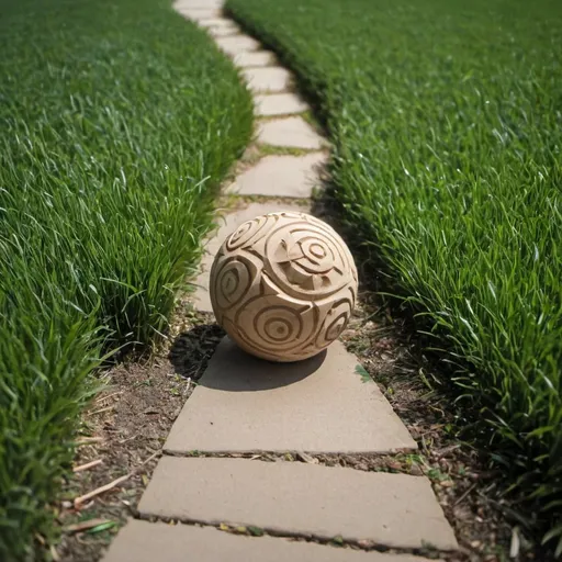 Prompt: Ball carving out a path through grass