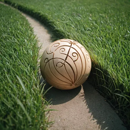 Prompt: Ball carving out a path through grass