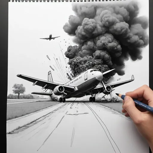 Prompt: Draw a plane crash and explode