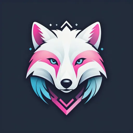 Prompt: Modern, sleek esports team logo, Arctic theme, polar fox, snowy summit of 5, minimalist, white and pink colors,  high-res, clean lines, professional, cool tones, summit focus, abstract, high quality, esports, minimalist design, icy cool palette, subtle gradients, professional logo design