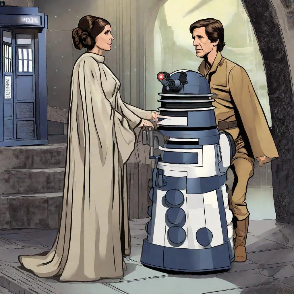 Prompt: Princess Leia meeting Doctor Who