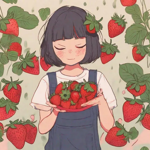Prompt: In a world where everyone has strawberries instead of hands and are really stressed about it