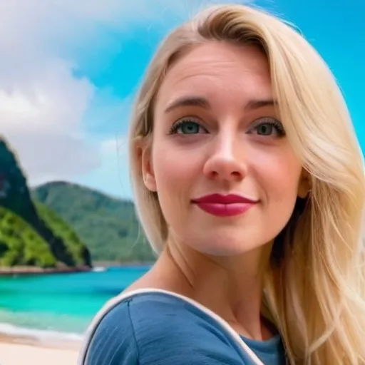 Prompt: Create a YouTube video thumbnail with a bright travel related background with a 30-year-old blonde woman with a curious look on her face on the right side of the thumbnail with a title of Solo travel may not be for you