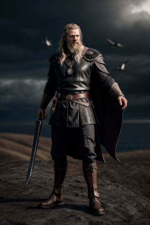 Photorealistic depiction of Odin from Norse mytholog...