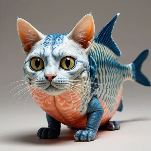 Prompt: A hybrid animal that has the head of a cat and the body of a fish