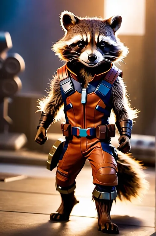 Prompt: Rocket raccoon from the guardians of the galaxy, marvel cinematic universe, full-body depiction, dynamic posing 
