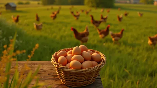 Prompt: A realistic countryside scene with a wicker basket full of fresh brown eggs placed on a rustic wooden table in the foreground. In the background, several free-range hens walk freely on a green grassy field under warm morning sunlight, with a wooden barn and trees slightly blurred in the distance. Natural colors, soft lighting, warm and peaceful rural atmosphere. Horizontal layout, 16:9 aspect ratio, Facebook cover style, highly detailed, realistic photography.
