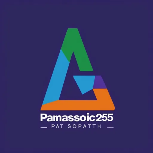 Prompt: A logo for a sports day that includes the colors blue, green, orange, and purple, with the text "Panasonic 25th" incorporated into the logo.