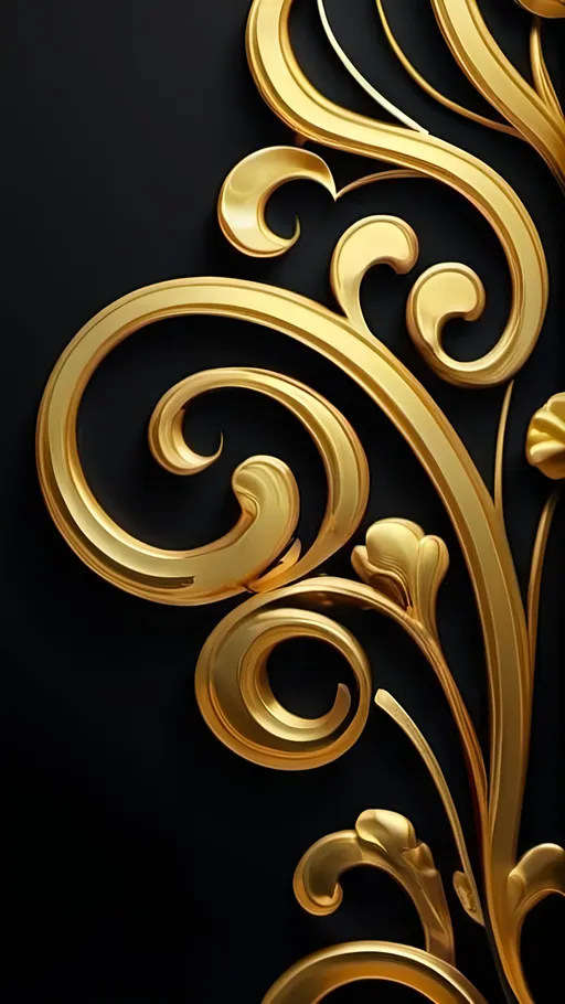 Prompt: A golden Calligraphy pattern on a black background. UHD, 9:16 Aspect ratio, realistic, photorealistic, 