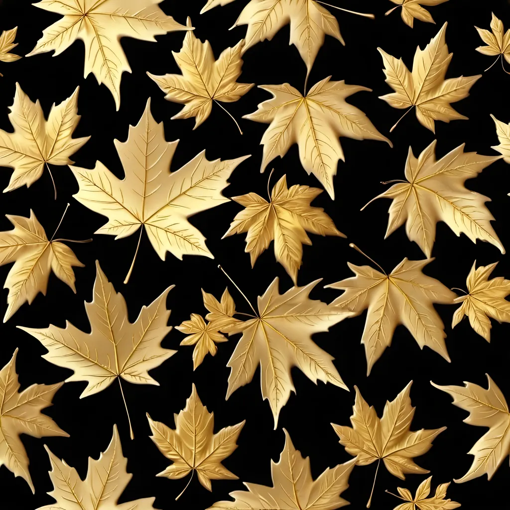 Prompt: A golden Calligraphy pattern, including maple leaves on a black background. UHD, 9:16 Aspect ratio, realistic, photorealistic, symmetrical 