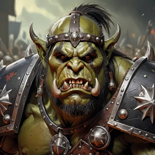 Prompt: A highly detailed sketch of a warhammer total war orc warlord, oil painting, masterpiece, highest quality, amazing details, dramatic light, ultra-HD 