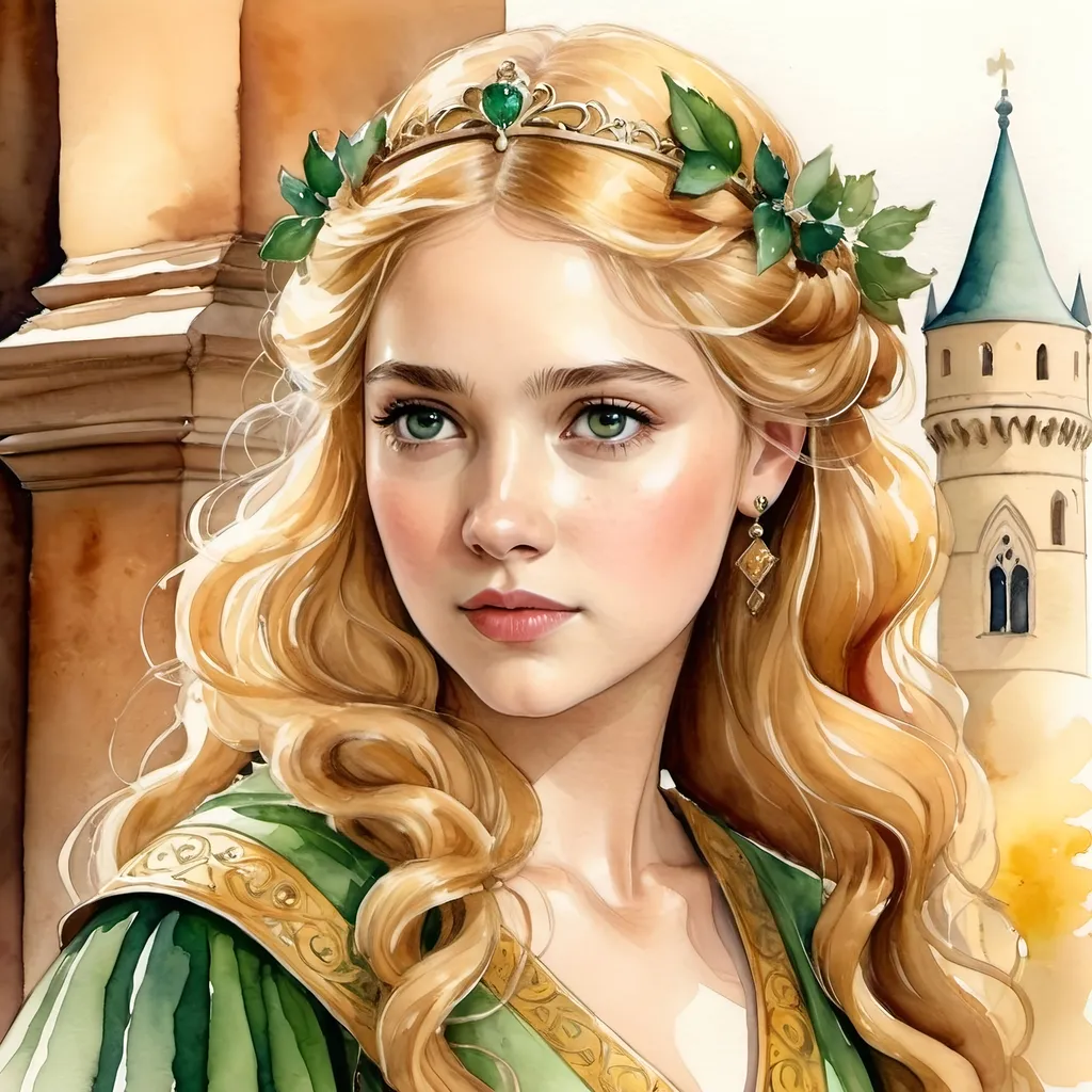 an aquarelle illustration of Myrcella Baratheon as h...