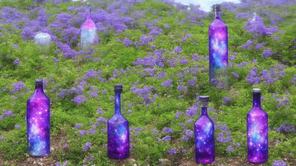 Prompt: Galaxy in a bottle, purple 