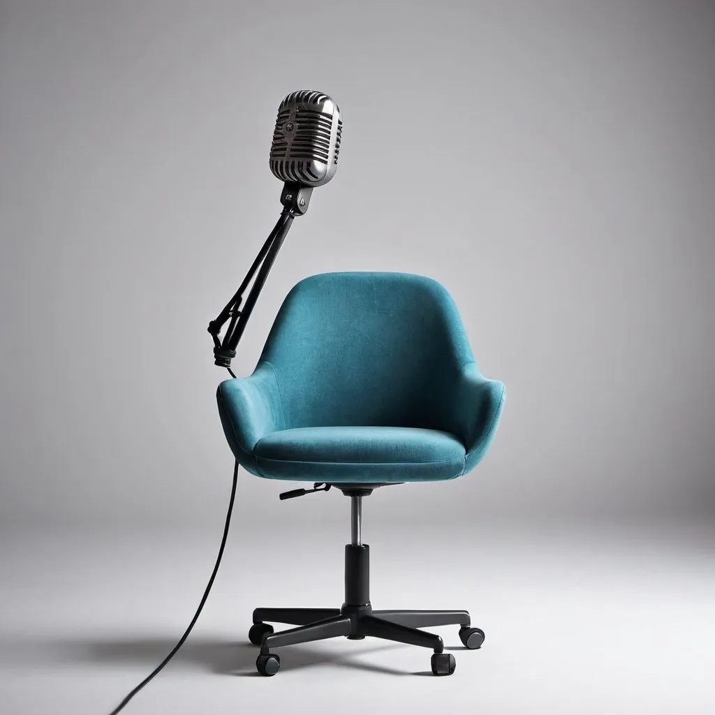 Prompt: A chair with microphone front