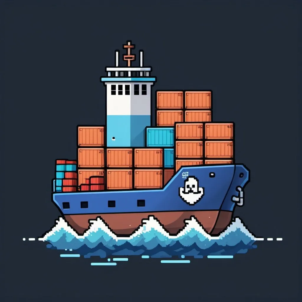 Prompt: The docker logo but in a cute pixel art 