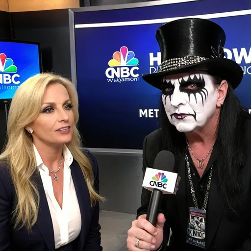 Prompt: Jaimie Diamon CEO mixed with King Diamond musician giving an interview on CNBC
