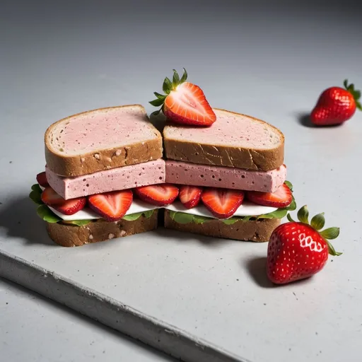 Prompt: Sandwich made of strawberry flavored concrete