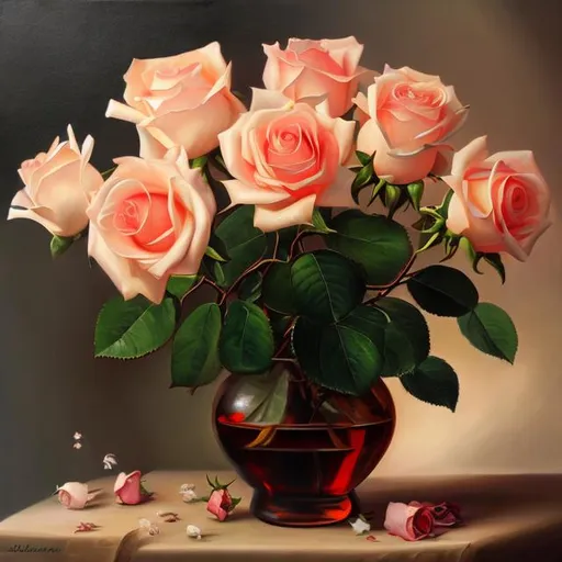 Prompt: Rose flower oil painting

