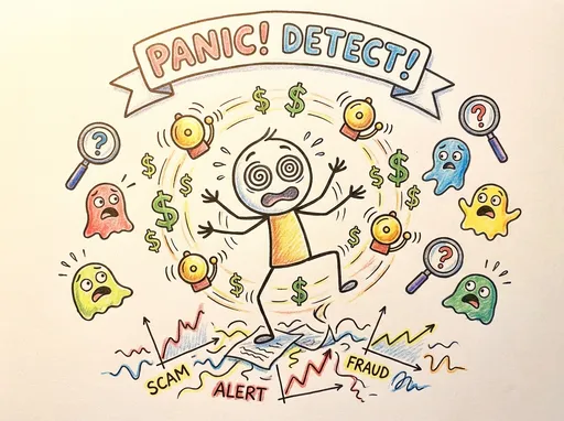 Prompt: generate some doodle to use in our ppt realated to panic fraud dettection system