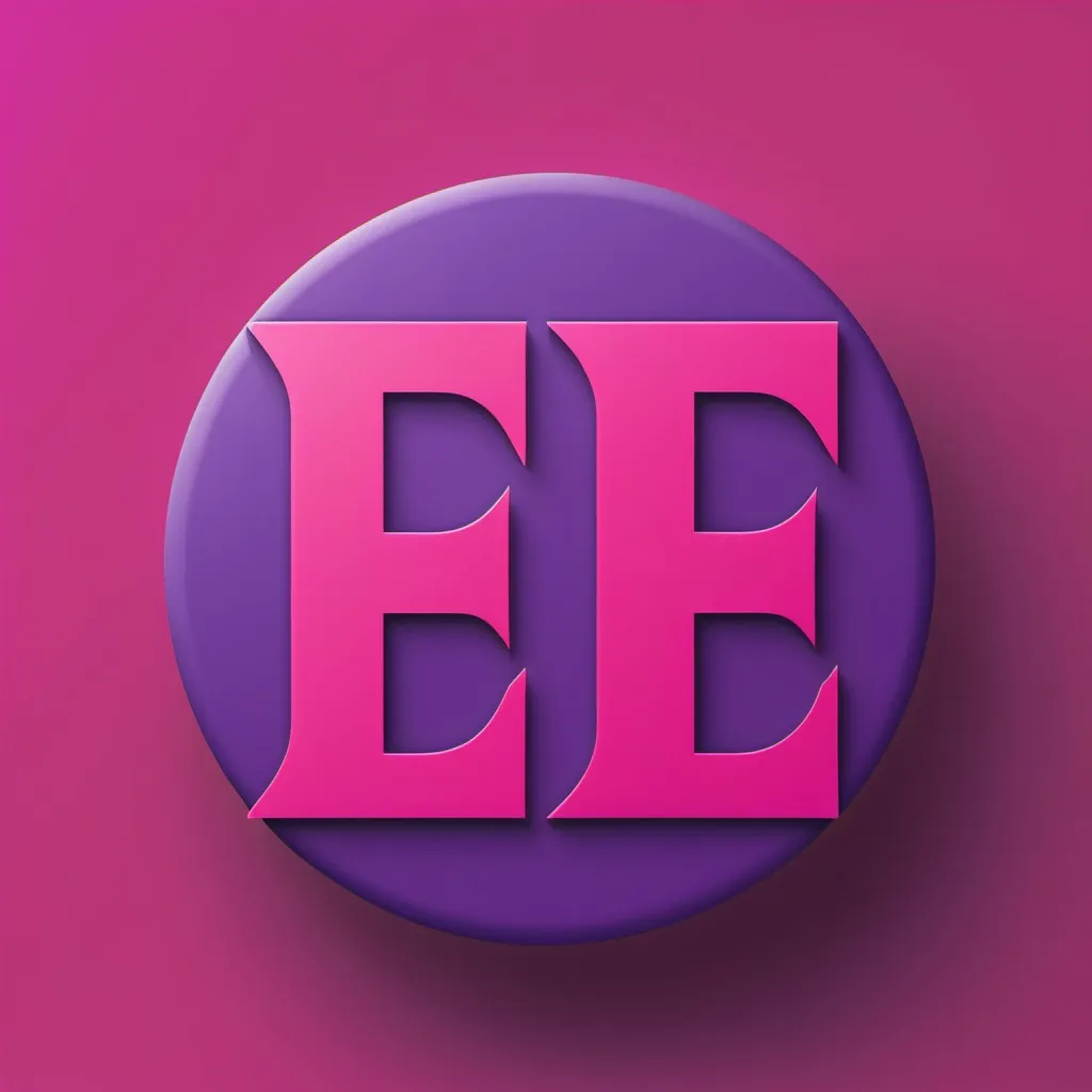 Prompt: a logo that says EE in the middle, make it pink and purple and have a kiss 
mark on it