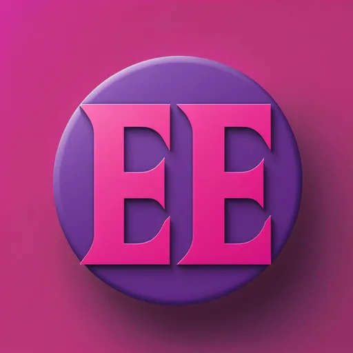 Prompt: a logo that says EE in the middle, make it pink and purple and have a kiss 
mark on it