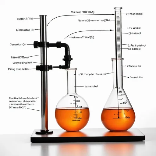 Prompt: Provide a simple hand-drawn schematic illustrating the complexometric titration of
sample A using EDTA as a titrant and xylenol orange as a colour indicato