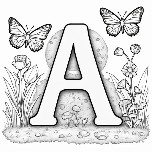 Prompt: Generate a set of coloring book pages that feature each letter of the English alphabet (A to D). Each letter should be large, clear, and designed with simple, engaging elements to capture the interest of children aged 2 to 5.
Design Specifications:
1. Letter Style:
    * Use a bold, uppercase font for each letter.
    * Ensure each letter is large and centered on the page.
    * The letters should be outlined clearly with thick lines for easy coloring.
2. Decorative Elements:
    * Add simple, age-appropriate illustrations around or within each letter. For example:
        * A: An apple or an ant.
        * B: A butterfly or a ball.
        * C: A cat or a cookie.
        * D: A dog or a duck.

1. Coloring Instructions:
    * Leave plenty of white space within and around each letter to encourage creativity.
    * Ensure the illustrations are simple and not too detailed, suitable for the fine motor skills of young children.
2. Page Layout:
    * Each page should feature one letter and its associated illustrations.
    * Include the letter in both uppercase and lowercase formats if space allows.
End Result: A set of 4 coloring pages, each focusing on a single letter with relevant, easy-to-recognize illustrations, ready for printing and coloring.