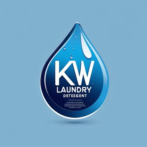 Prompt: Create a brand image logo for a ficticious company called K-W’s Blue laundry detergent. Do not include a background in the image.