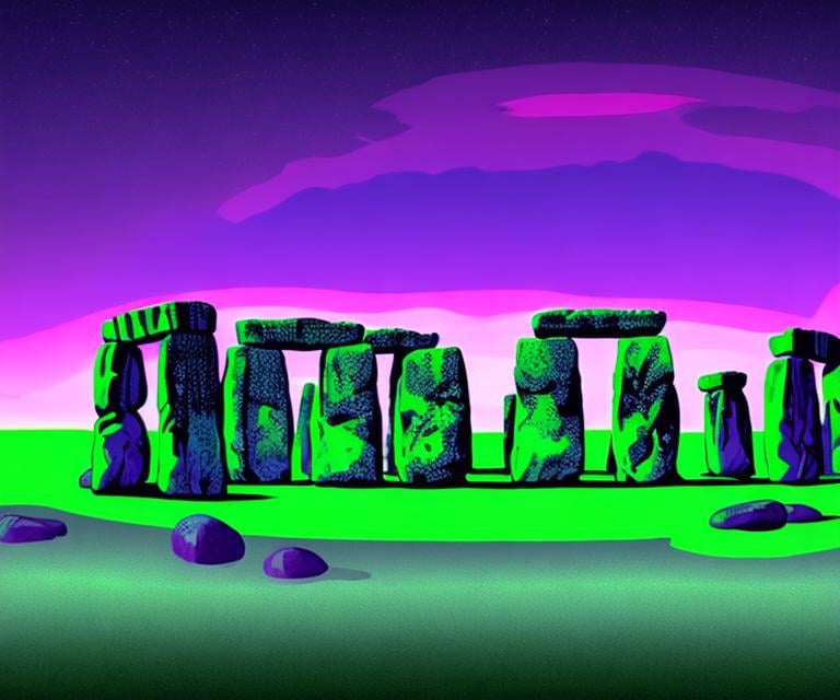 Prompt: Stonehenge in brightneon colors