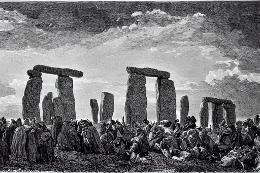 Prompt: Stonehenge by Gustave Doré 