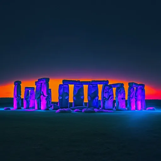 Prompt: stonehenge in neon lights